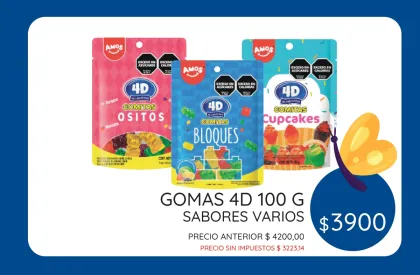 PROMO SEPTIEMBRE GOMAS 4D 100 GRAMOS $3900