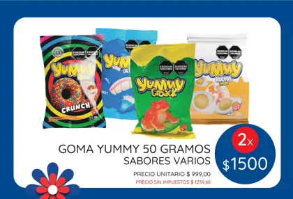 PROMO SEPTIEMBRE GOMA YUMMY 50 GRAMOS