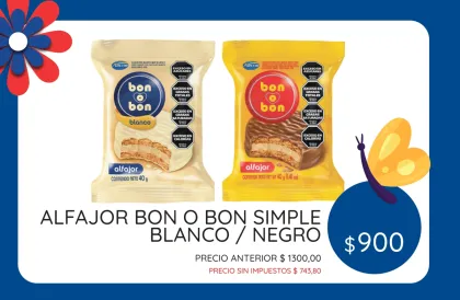 PROMO SEPTIEMBRE ALFAJOR BON O BON $900