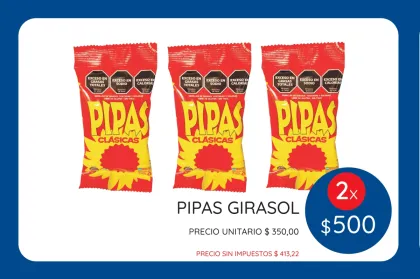 PROMO SEPTIEMBRE PIPAS GIRASOL CLASICAS 18 GRAMOS  2X $500