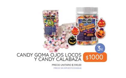 PROMO CALABAZA Y OJOS HALLOWEEN 3X $1000