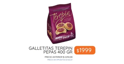 PROMO PEPAS TEREPIN 400 GRAMOS $1999