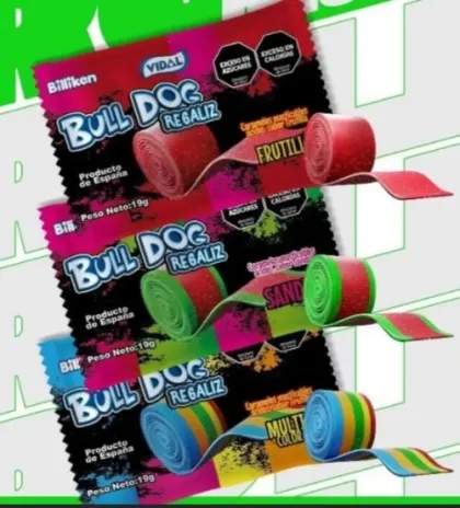 regaliz en rollo multicolor Bulldog