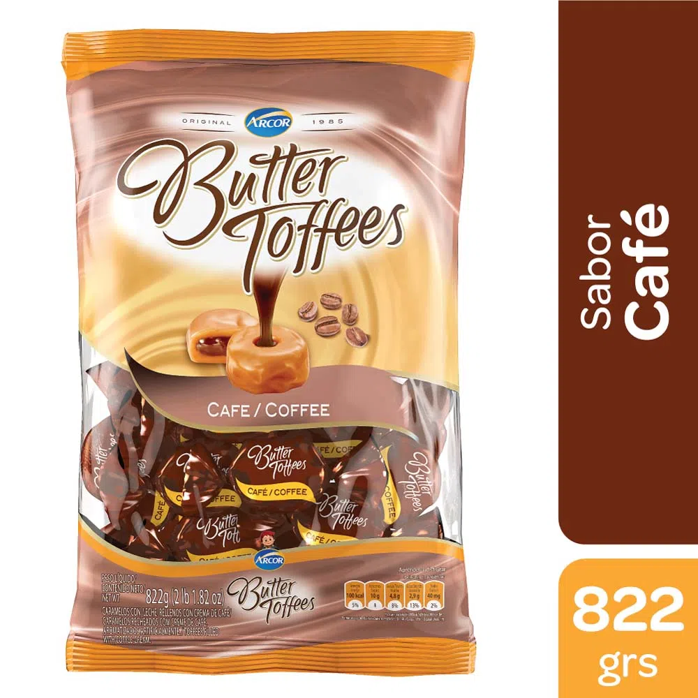 ARCOR CARAMELOS BUTTER TOFFEE CAFE 822G